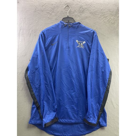 Nike Mens 1/4 Zip Blue Active Hooded Jacket Windbreaker Size Large Running - Picture 1 of 8